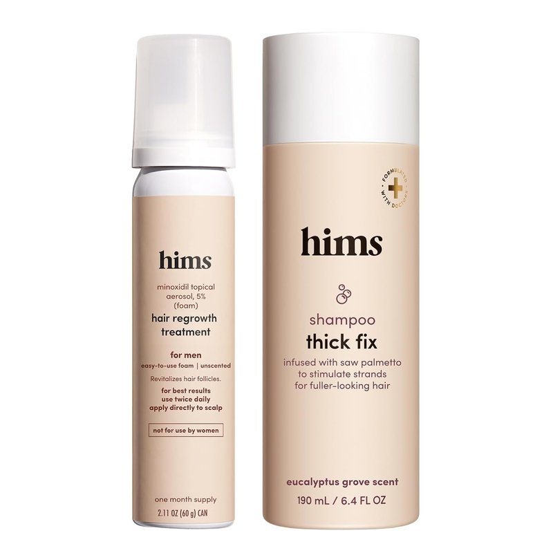 Hims Thick Fix Shampoo & 5% Minoxidil Foam Set - Hair Thickening & Strengthening | Paraben-Free, Eucalyptus Grove Scent