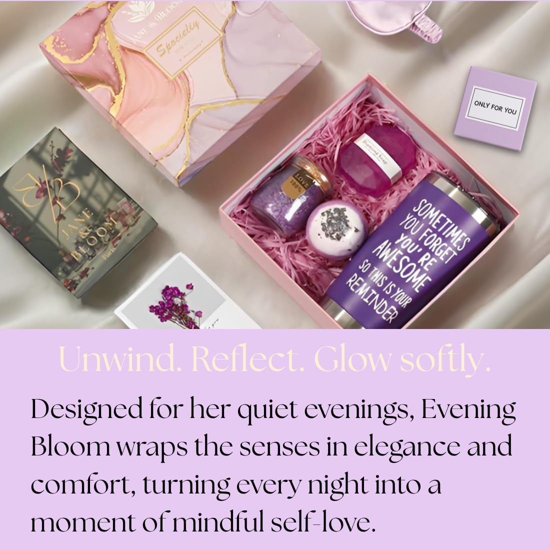 Spa Gift Set for Women, 6-Piece Marble Collection with Bath Bomb, Bath Salt, Diamond Soap, Thermal Mug and Gift Card