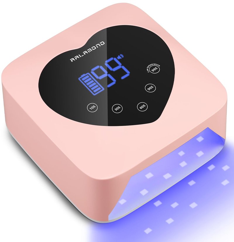 UV LED Nail Lamp - 72W Cordless Rechargeable Nail Dryer with 5 Timers & Auto Sensor | Professional Gel Curing Light (Pink)