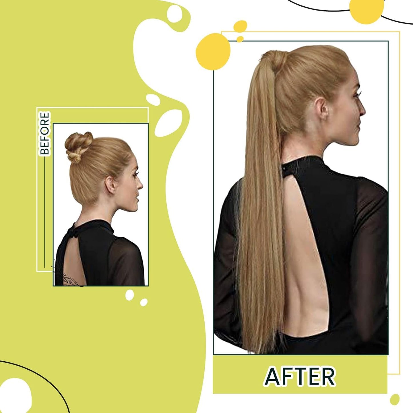 RUNATURE Human Hair Ponytail Extension Blonde Ponytail Hair Extension Dark Blonde Highlight Caramel Blond Short Ponytail Human Hair Extensions Straight Pony Tails Hair Extension 12 Inch 70g