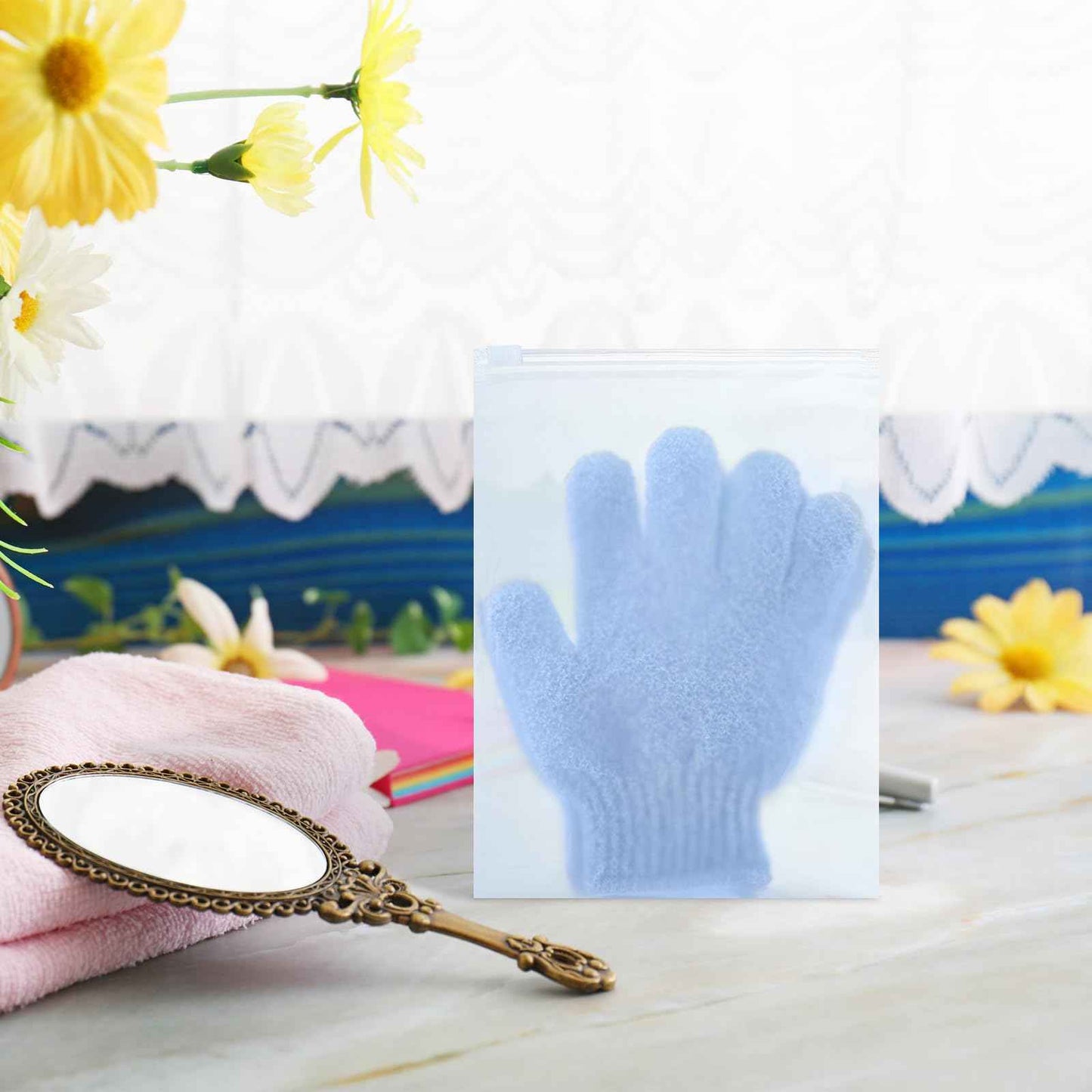 LemonRoad 48 Pcs Exfoliating Bath Gloves Individually Wrapped Bath Sponges Body Scrub Exfoliating Gloves with Case Body Scrubber for Dead Skin Remover Loofah Washcloth Mitt Men Women