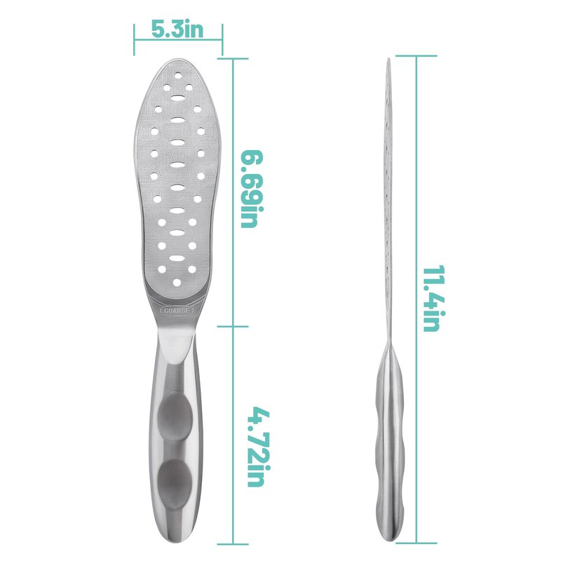 Foot File Callus Remover Stainless Steel Double Sided Foot Scraper, Foot Rasp for Dry and Wet Skin, Pedicure Tool for Feet Hard Skin and Cracked Heels