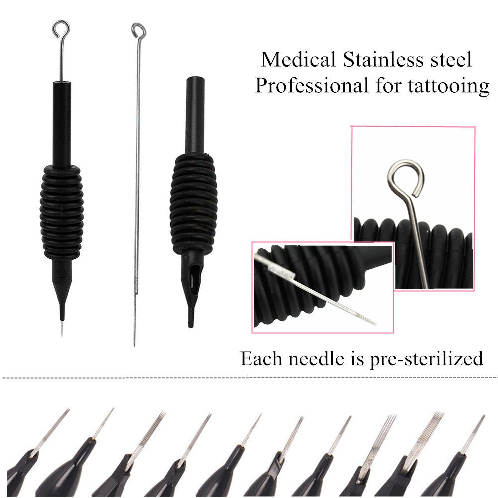 Tattoo Needles and Tubes Combo - 40 Pcs Disposable Tattoo Tubes with Assorted Needles 3RL-9M1 | Perfect for Tattoo Machines