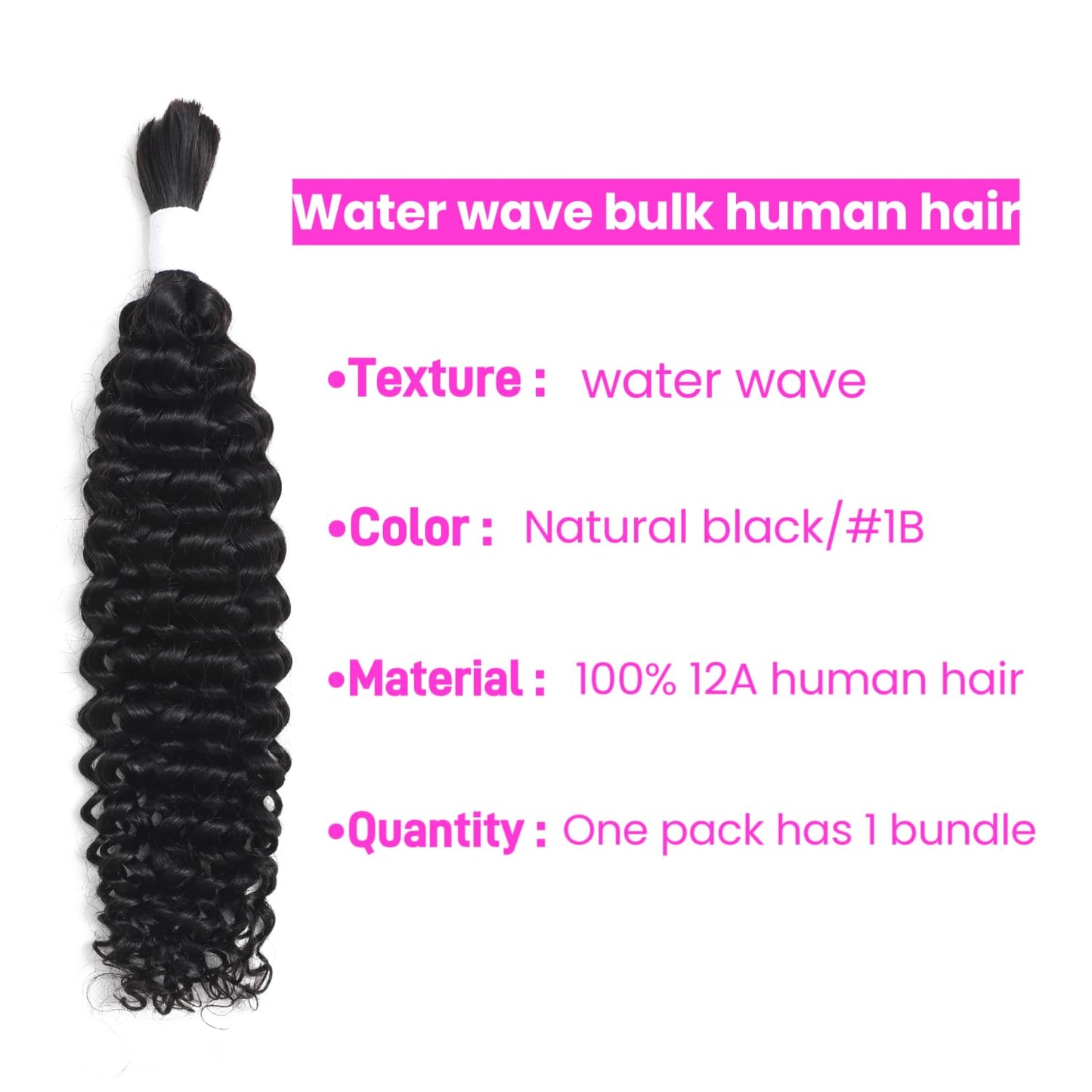 Human Braiding Hair for Boho Braids 1 Bundle 50g 28Inch Water Wave Human Hair Braiding Hair 12A Brazilian Virgin No Weft Hair Extensions for Bohemian Knotless Braids Bulk Human Hair for Braiding