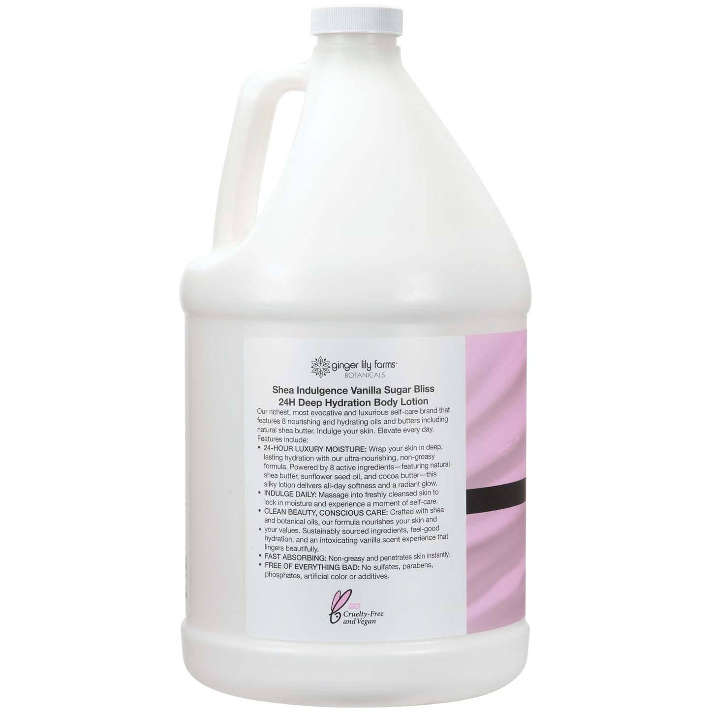 Ginger Lily Farms Botanicals Shea Indulgence 24H Deep Hydration Body Lotion, 100% Vegan & Cruelty-Free, Vanilla Sugar Bliss Scent, 1 Gallon (128 fl oz) Refill