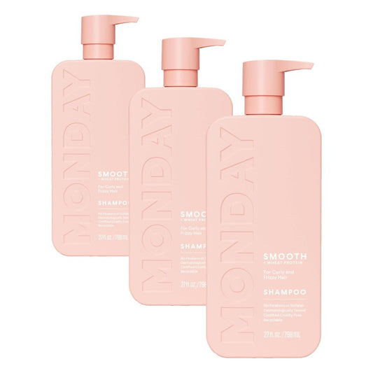 MONDAY HAIRCARE SMOOTH Shampoo with Wheat Protein & Avocado Oil for Frizz-Prone Hair 798 mL (Pack of 3)