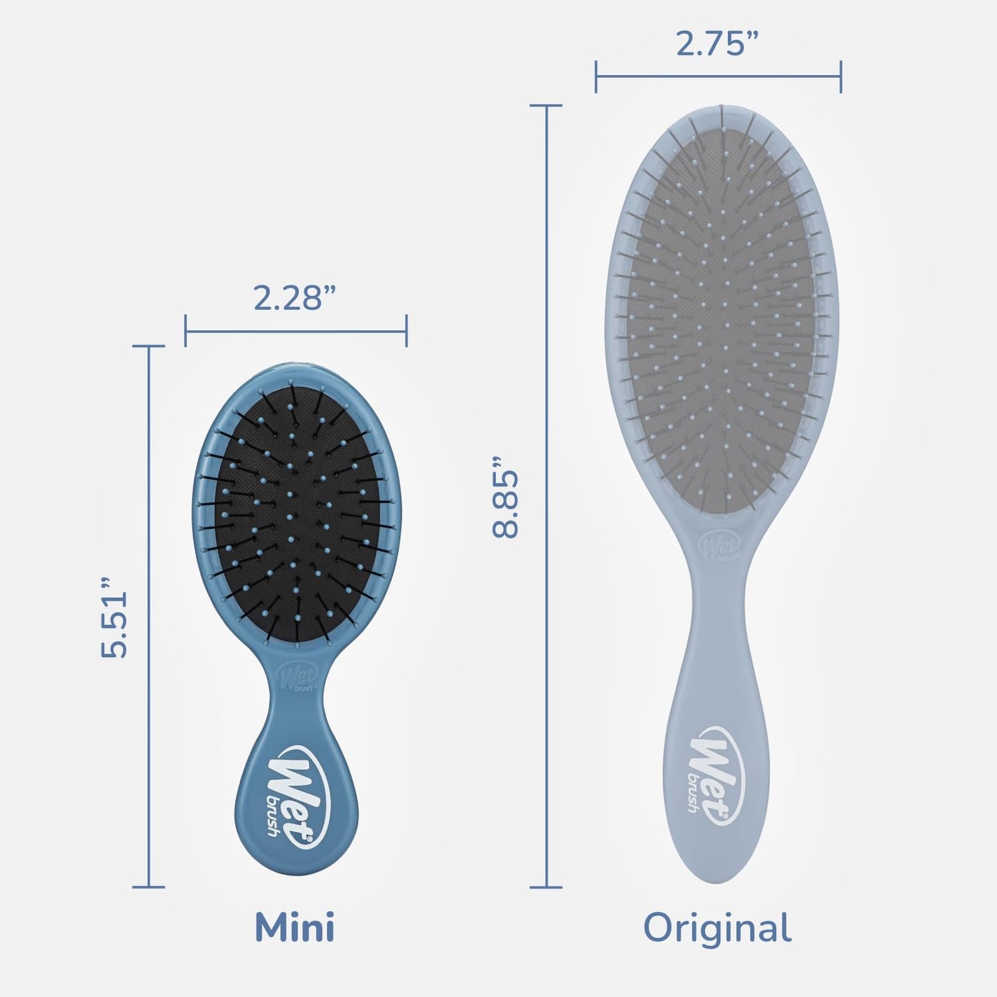Wet Brush Mini Detangler Hair Brush, Elemental Blue, Detangling Travel Hairbrush, Ultra-Soft IntelliFlex Bristles Glide Through Tangles with Ease, Pain-Free, All Hair Types