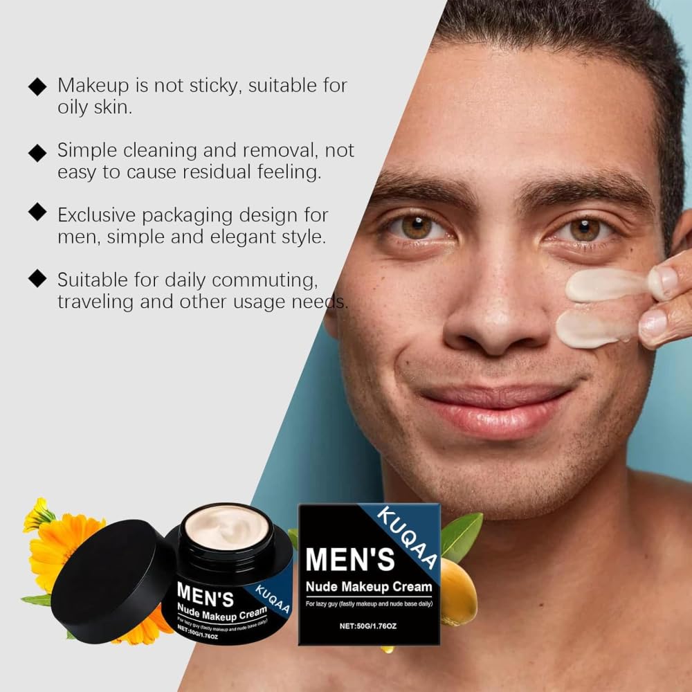 Men's Tinted Moisturizer with Shea Butter - Lightweight, Fragrance-FreeNatural-Looking Coverage, Hydrating & Oil-Free, Water & Sweat Resistant for All-Day Wear, Non-Greasy Formula (Nude Tone1.76oz)