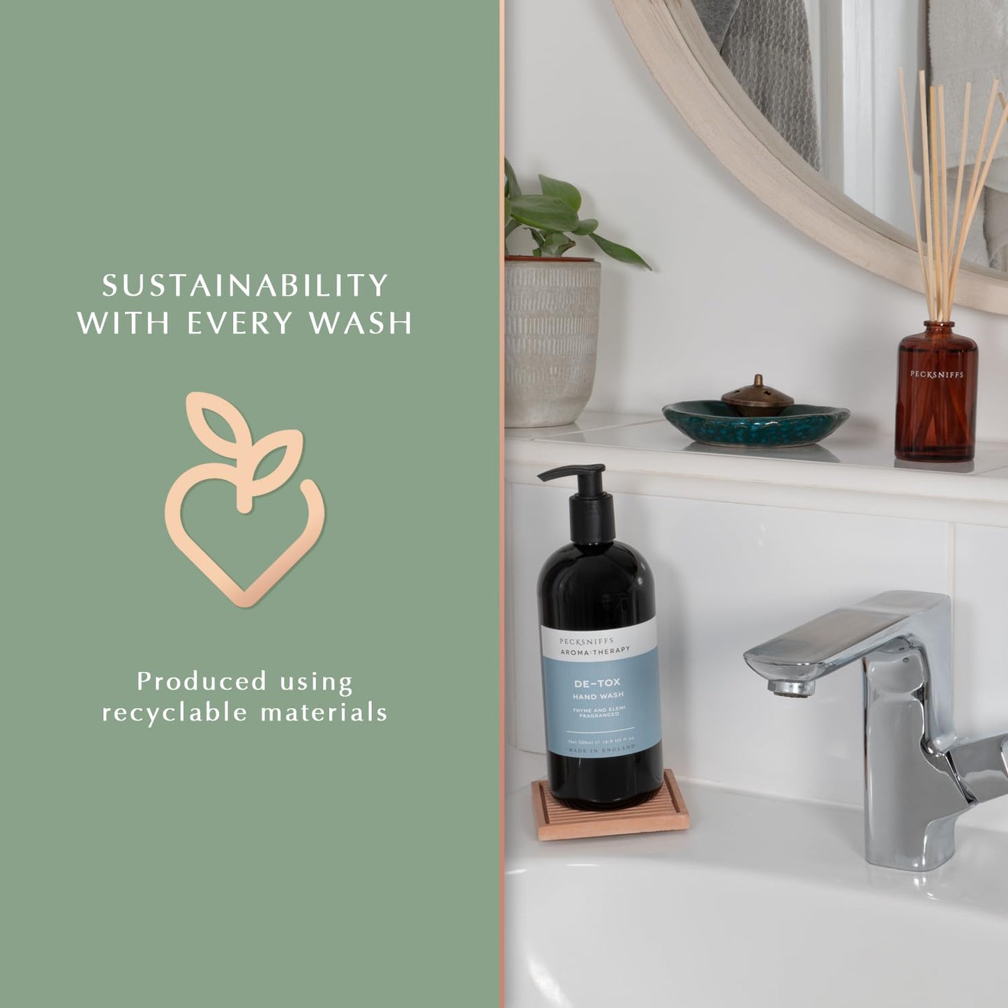 Pecksniff's Moisturizing Hand Wash - Vitamin B Enriched, Natural & Gentle Cleanser, Luxurious Hand Wash 500ml/16.9 fl oz (Glass, Raindrops & Roses)