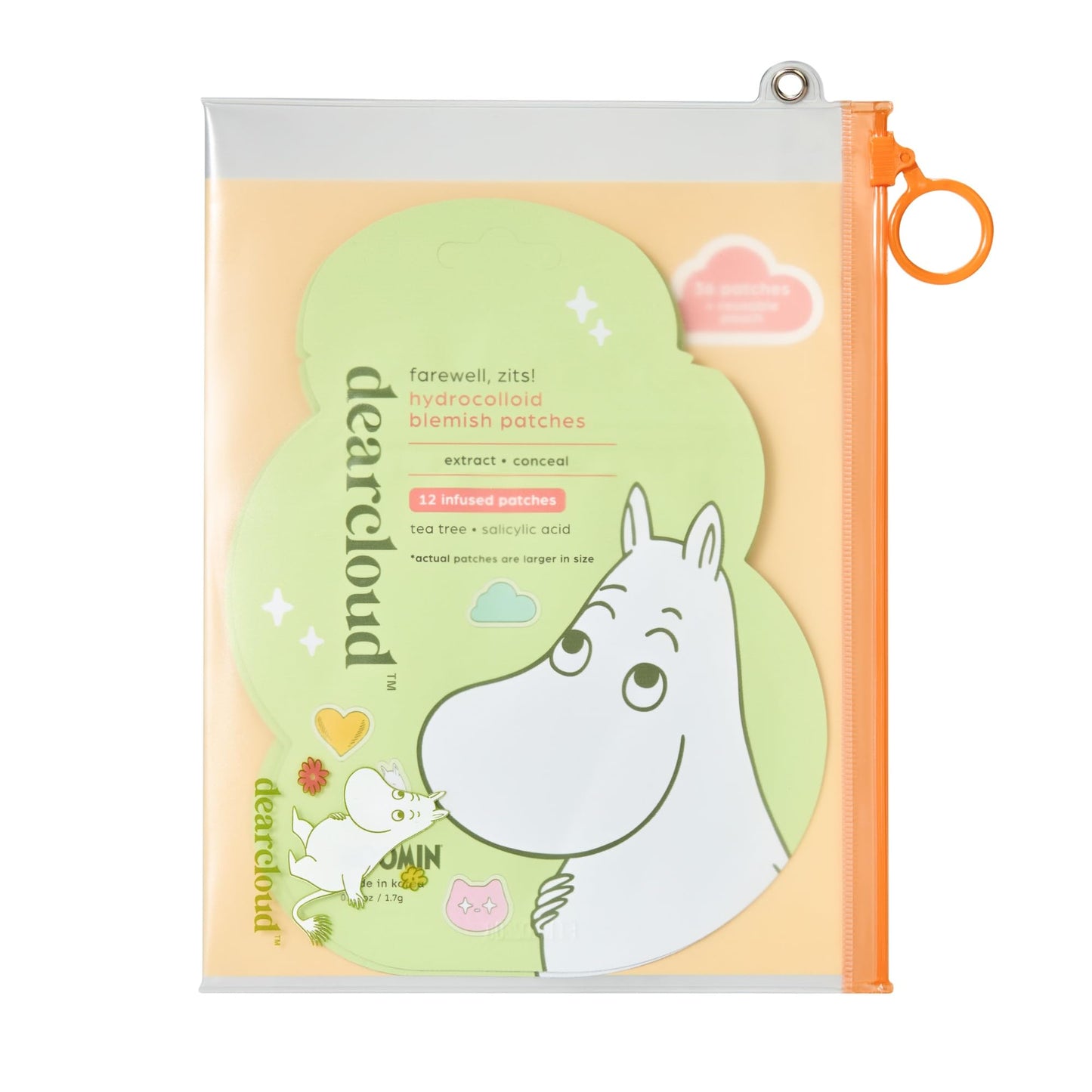 dearcloud Moomin Hydrocolloid Blemish Patches - 36 Count - Pimple Patches for Face, Acne Spot Treatment With Tea Tree Oil & Salicylic Acid (Farewell, Zits!)