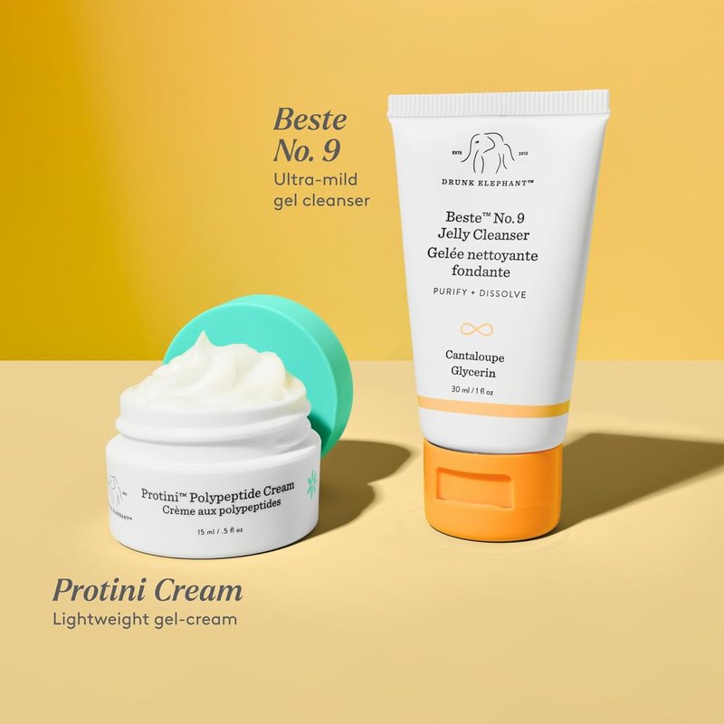Drunk Elephant Travel Kit | Beste No.9 Jelly Cleanser & Protini Polypeptide Cream - Clean Clinical Skincare Gift Set