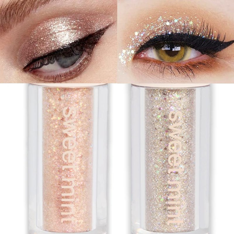Liquid Sparkling Glitter Eye Shadow Sticks - Crystal Silver & Gold Shimmer Eyeliner | Waterproof Quick-Drying Makeup