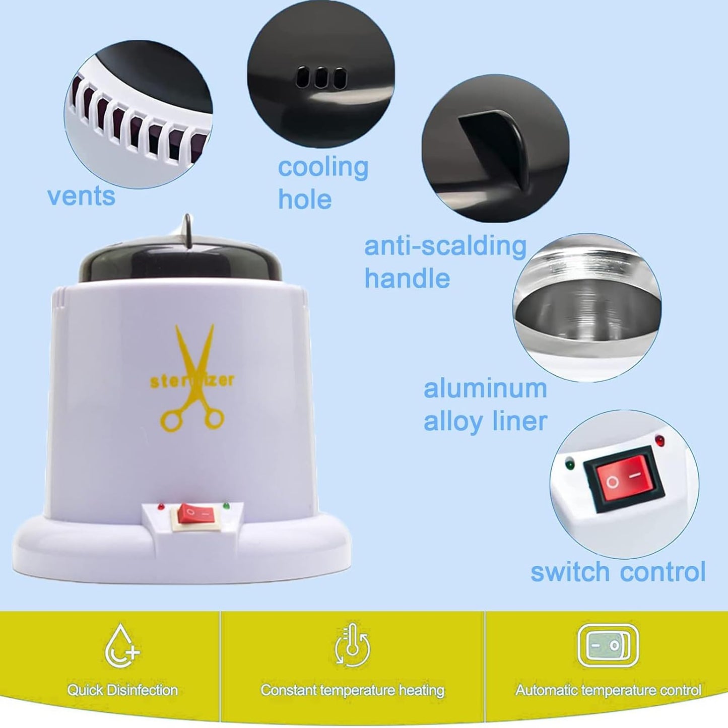 ALLGLAM Nail Tool Sterilizer High Temperature Nail Salon Cleaner Machine Pot For Lash Tool Manicure Tweezers Scissors