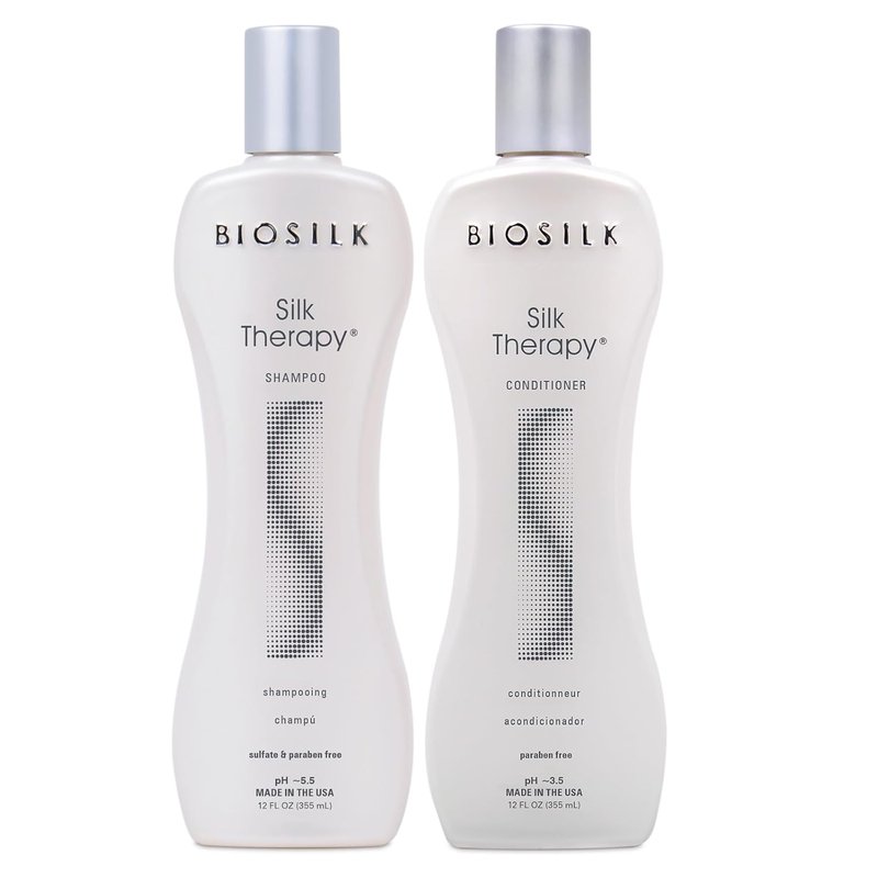 BioSilk Silk Therapy Duo Set - Sulfate-Free Shampoo & Conditioner for Shiny, Moisturized Hair | 12 Oz Each (Pack of 2)