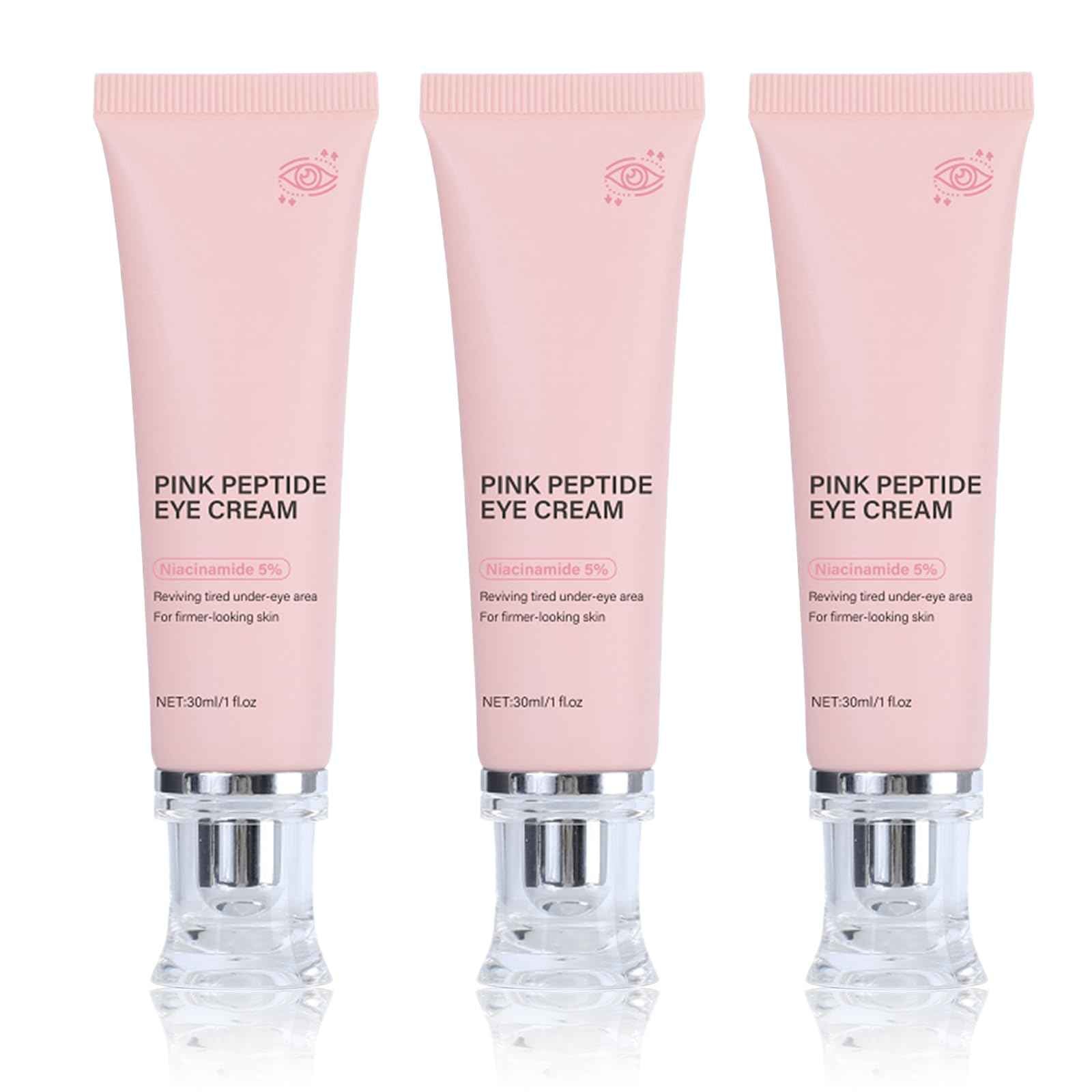 PDRN Pink Peptide Eye Serum Cream, Hydrating & Firming Eye Cream for Dark Circles, Anti-Aging Treatment Reduces Fine Lines, Uneven Skin Tone, Soothing Pink Moisturizer with Peptides, 1.01fl.oz (3)