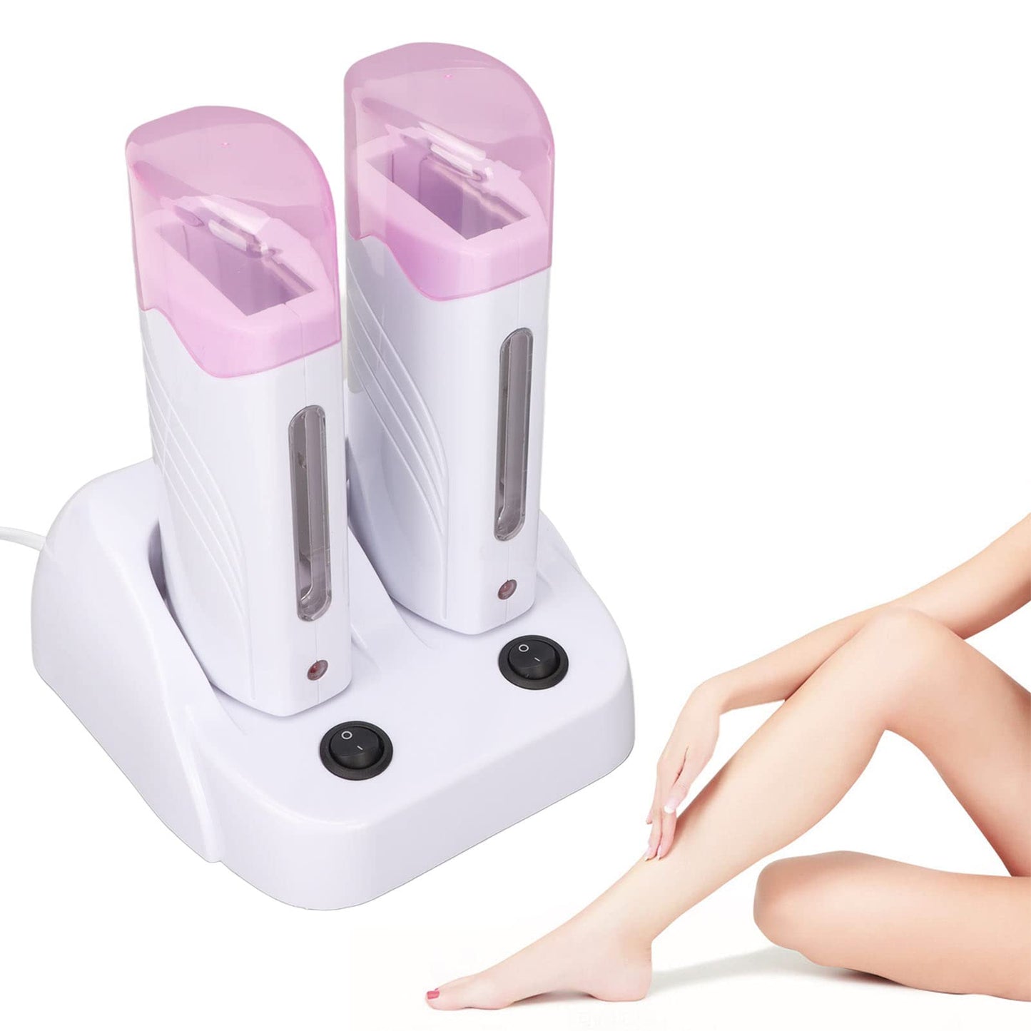 Saluaqui Double Depilatory Heater, Wax Warmer Machine, Portable Wax Warmer Machine for Leg Armpit with Heater Base