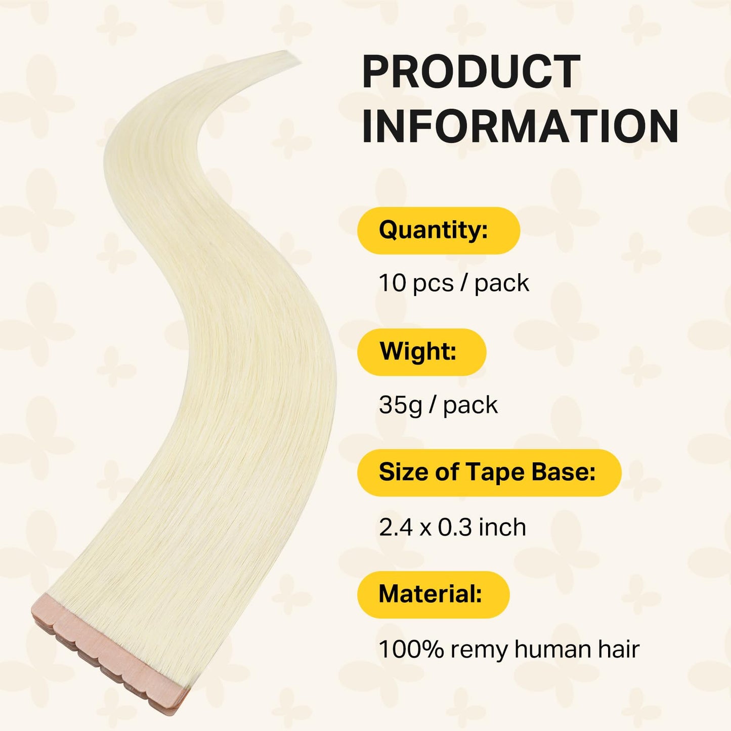 DOORES Tape in Hair Extensions, 16 Inch 10pcs 35g Platinum Blonde Mini Tape Weft Extensions Invisible Remy Real Human Hair Silky Straight DIY Seamless PU Weft Flexible Wear
