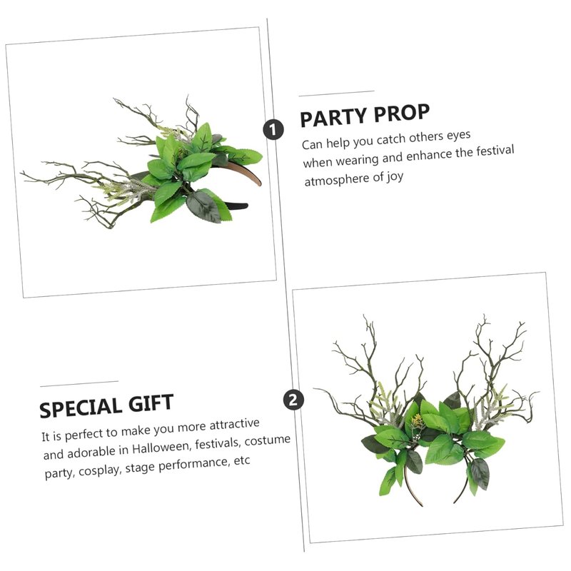 Floral Branch Leaves Headband - Women's Goth Hair Accessory | Festival Deer Antlers Decor