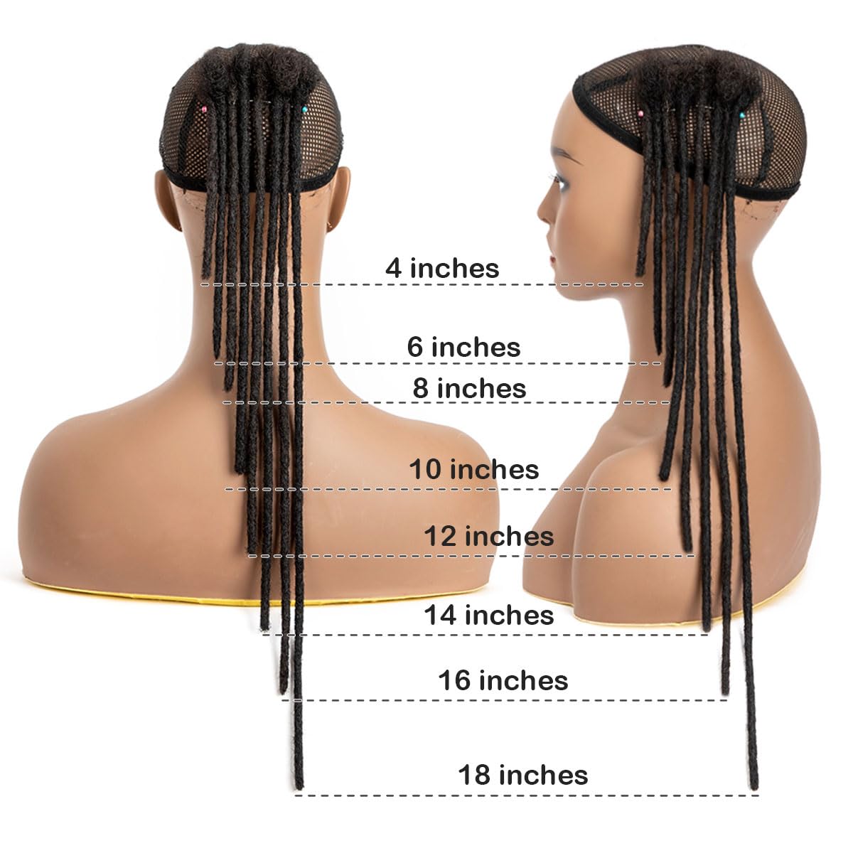 Real Human Hair Dreadlock Extensions - 16 Inch, 10 Strands, Soft & Dyeable | 0.6cm Thickness