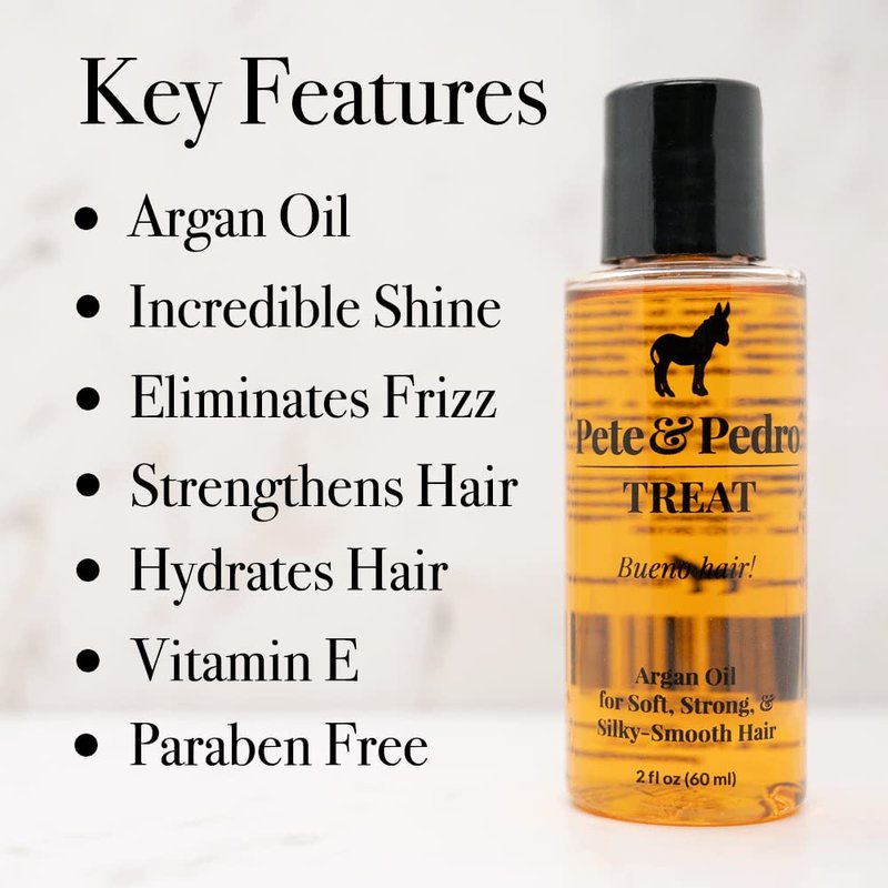Pete & Pedro TREAT - Argan Oil Moisturizing Hair Treatment | Keeps Hair Soft, Strong, Frizz-Free, Silky, & Shiny | Helps Dry & Damaged Skin, Nails, & Cuticles | As Seen on Shark Tank, 2 oz.