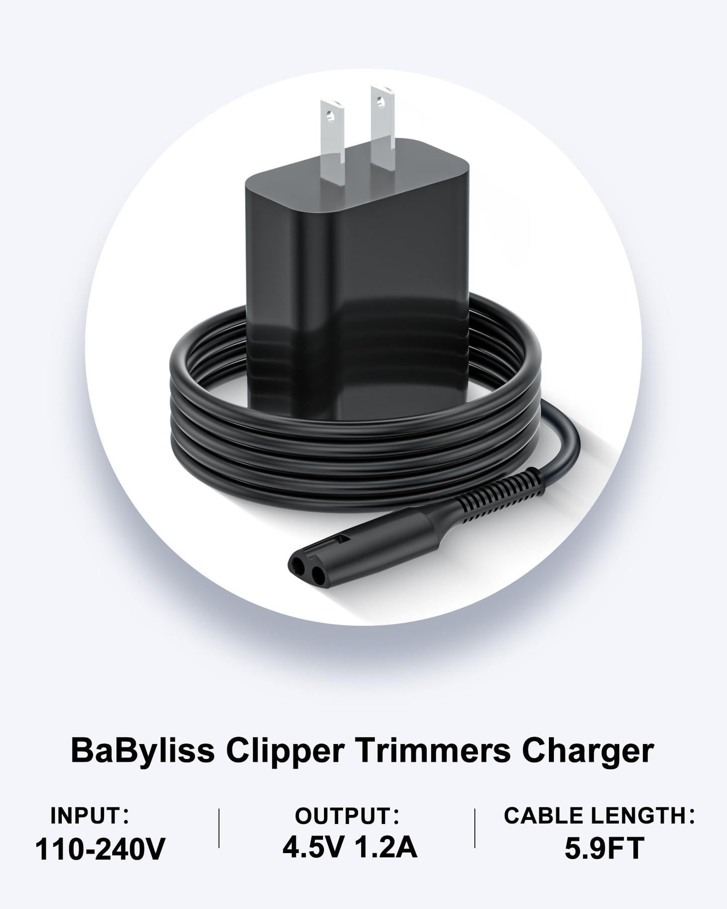 VHBW 4.5V for Babyliss Pro Trimmer Charger Cord Compatible with BaBylissPRO FXFS2/FXX3S Trimmer & Clipper 6FT Charging Power Cord