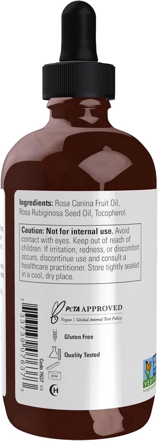 Rose Hip Seed Oil - 100% Pure Nourishing Facial Care Oil | Vegan, 4-Ounce