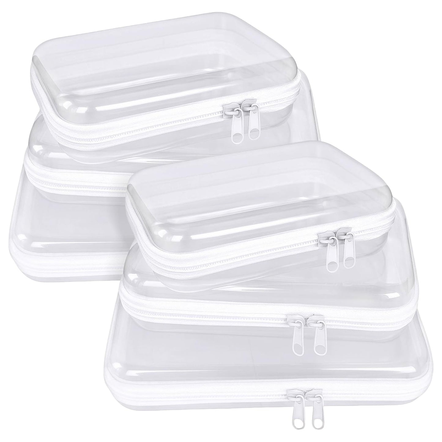 6 pcs Clear Hard Shell Zipper Case, Travel Makeup & Toiletry Organizer, Zippered Toy Storage, Pencil Case, Toy Storage Box, Hard Plastic Cosmetic Bag for Storage ,Travel Transparent Zipper Storage Box