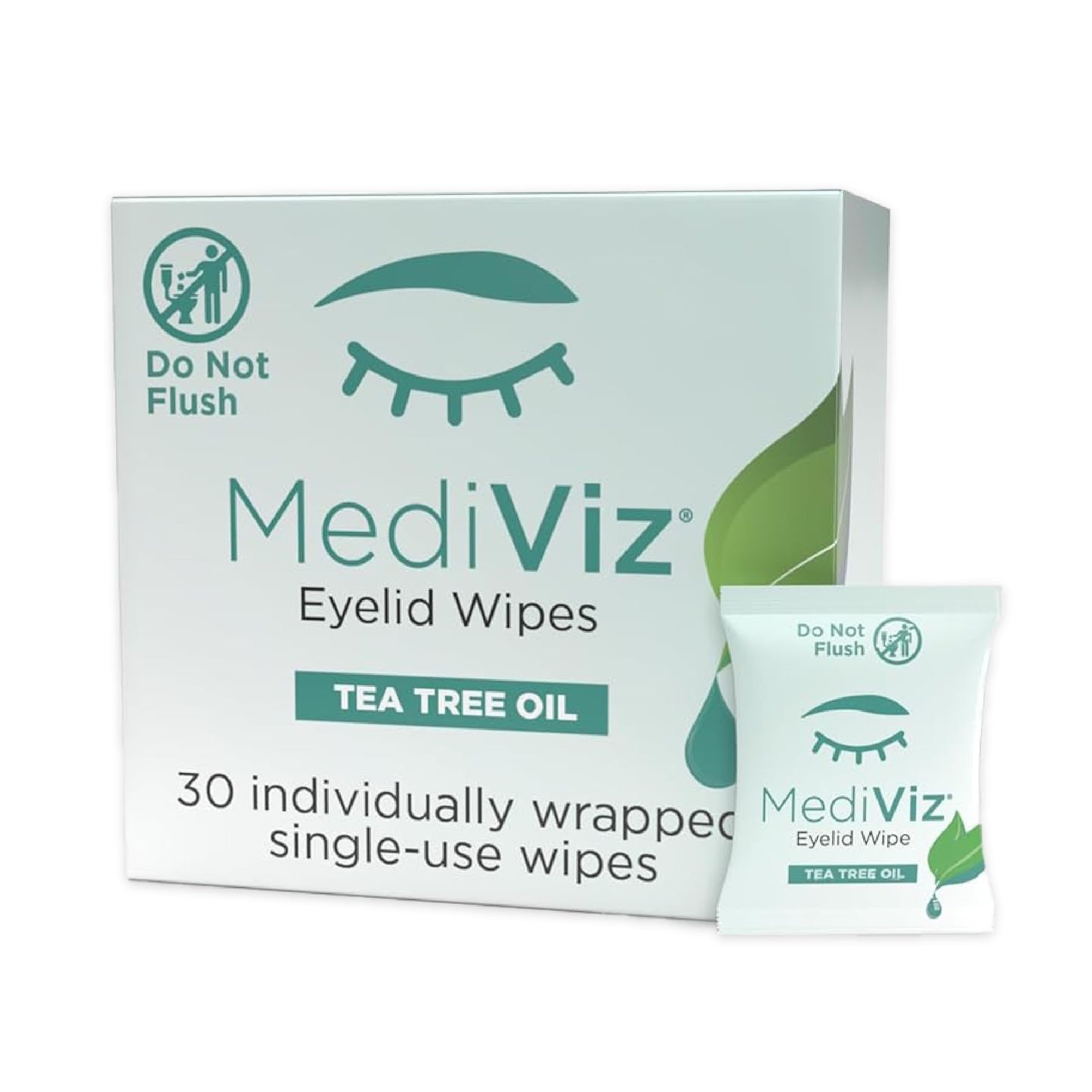 Eye Love Mediviz Tea Tree Oil Eyelid Wipes – 30 Eyelash & Eyelid Scrub Towelettes for Soothing Eye Irritation, Demodex Removal - Makeup Removing Wipes, Alcohol-Free, Fragrance-Free, No Rinse