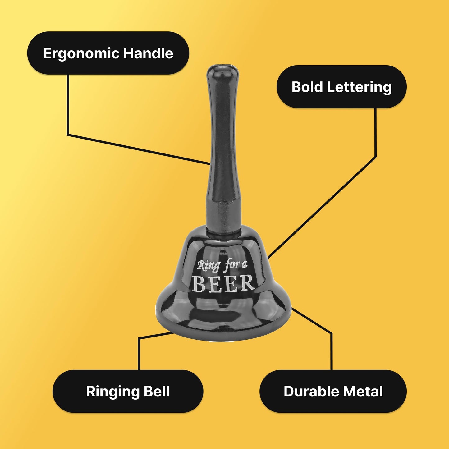 Fairly Odd Novelties 'Ring for Beer' Handbell - Sleek Black, Fun Gag Gift - Perfect for Beer Lovers, Parties, and Relaxation!