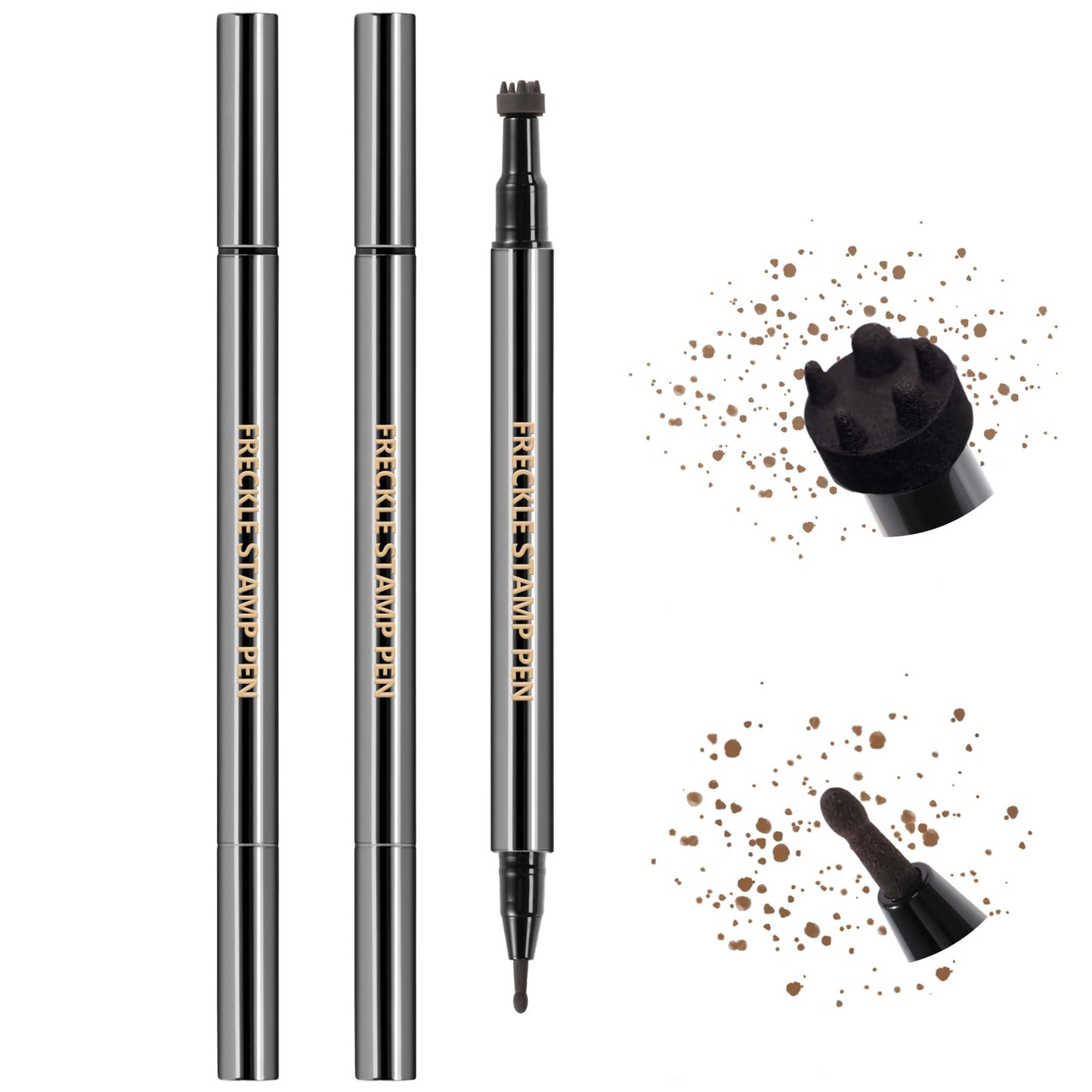 HOSAILY 2PCS Light&Dark Brown Freckle Stamp Pen Waterproof, Natural Lifelike Faux Freckles Stamp Stain maker Pen, Long Lasting Quick Dry Liquid Fake Freckle Pencil Magic for Face Sunkissed Makeup