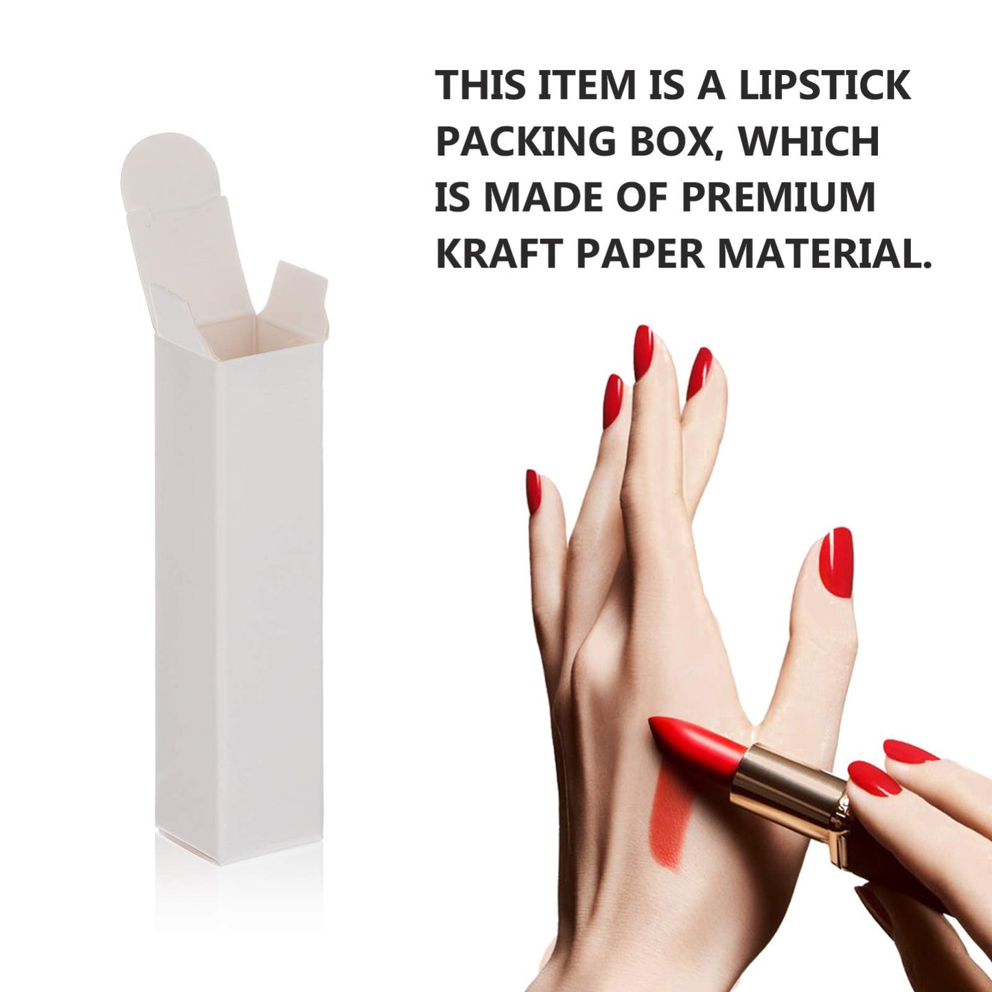 EXCEART Lipstick Pack 50 Pcs Lip Gloss Tubes Kraft Paper Packaging Boxes Lipstick Storage Boxes Lip Balm Wrapping Box (White) Paper Essential Oil Box