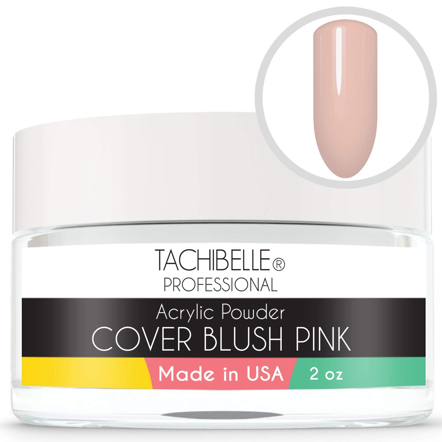 Tachibelle Professional Acrylic Nail System Acrylic Powder, 2 oz. Made in USA. Used in Professional Salons. (Cover Blush Pink 2oz)