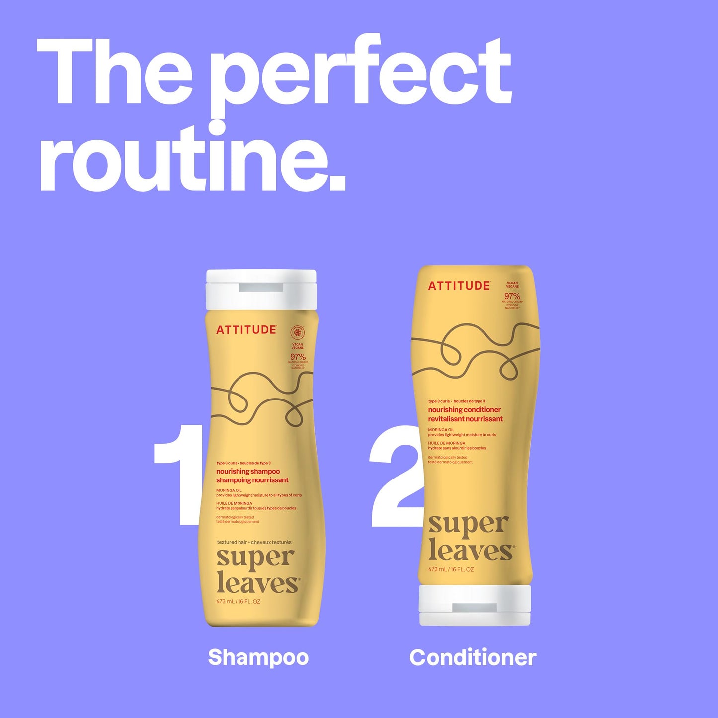 ATTITUDE Nourishing Shampoo for Curly Hair 3a – 3c with Moringa Oil, Vegan, Naturally Derived Ingredients, Provides Lightweight Moisture, 16 Fl Oz (Pack of 6)