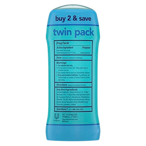 Degree Antiperspirant Deodorant Twin Pack Shower Clean 48-Hour Sweat and Odor Protection Antiperspirant for Women 2.6 oz