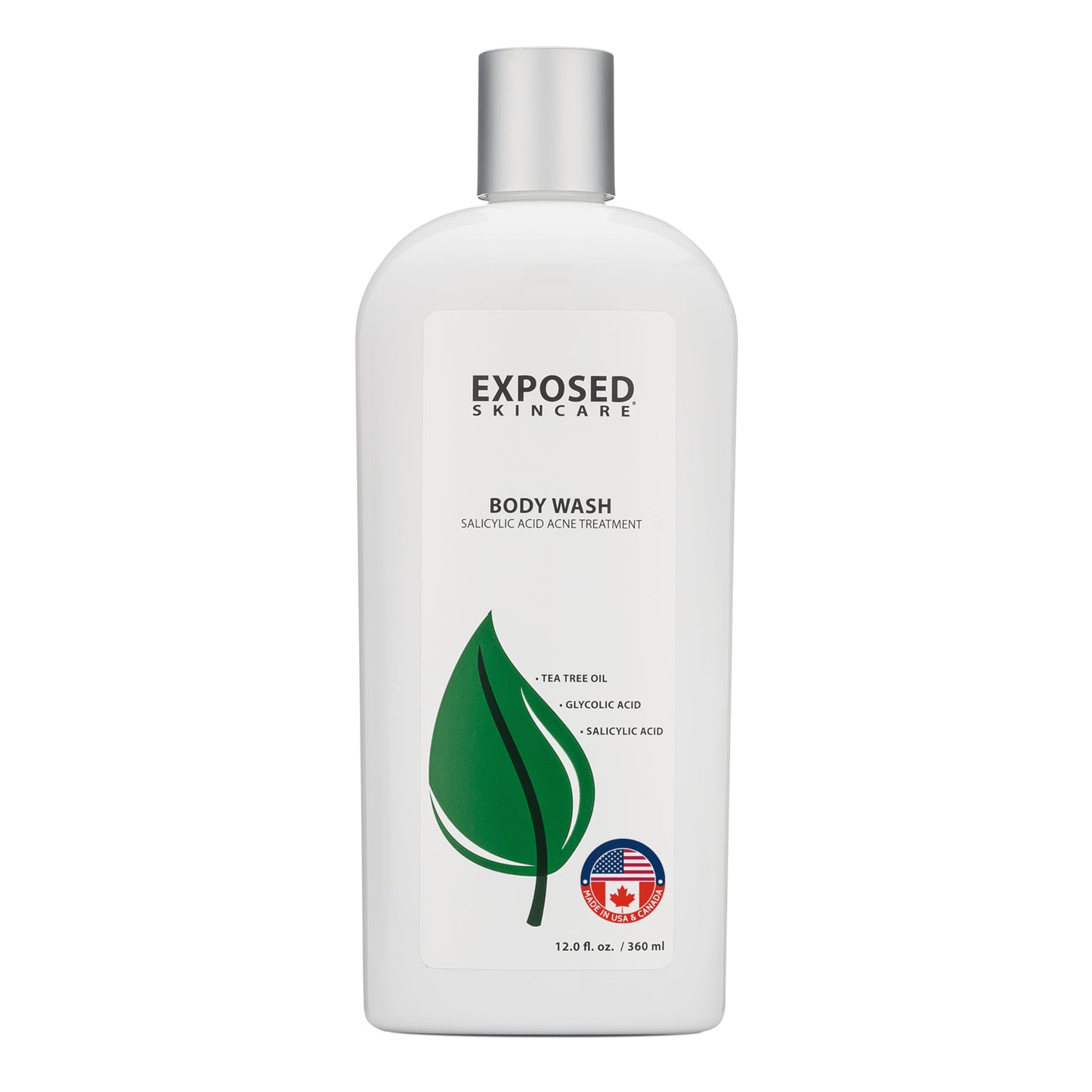 Exposed Skin Care, Body Acne Wash with Salicylic Acid, Glycolic Acid and Tea Tree Oil – Tri-Powered Gentle Exfoliating Cleanser for Back, Chest and Body Acne – Natural, Non-toxic and Cruelty Free