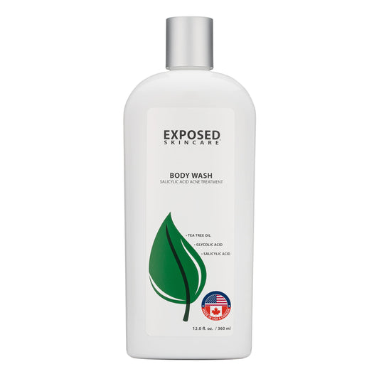 Exposed Skin Care, Body Acne Wash with Salicylic Acid, Glycolic Acid and Tea Tree Oil – Tri-Powered Gentle Exfoliating Cleanser for Back, Chest and Body Acne – Natural, Non-toxic and Cruelty Free