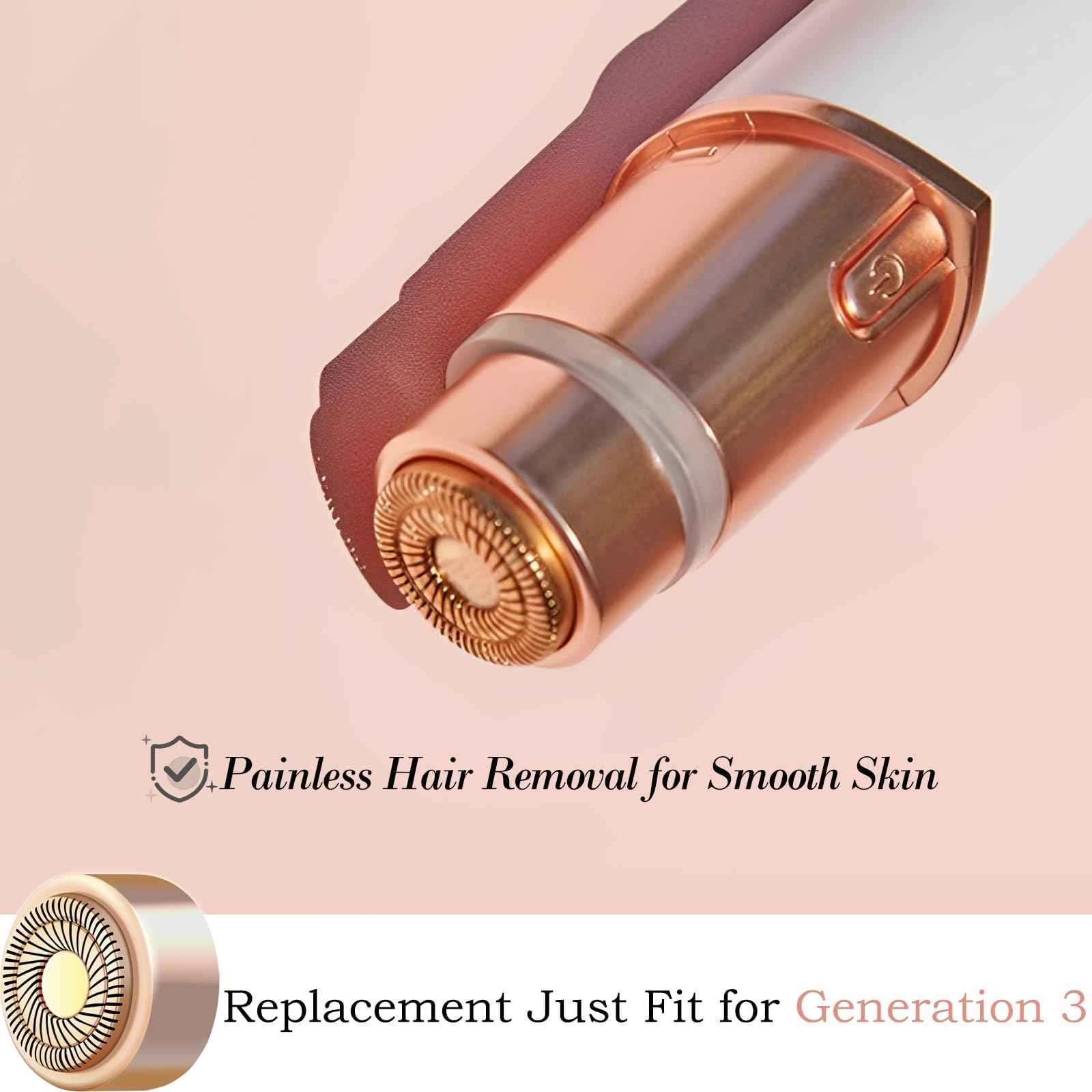 Replacement Heads Generation 3 Compatible with Flawless Facial Hair Remover Ring Light Version,New Version Replacement Blades for Flawless Replacement Heads Gen 3,18 Karat Gold-Plated Head,4 Pack.