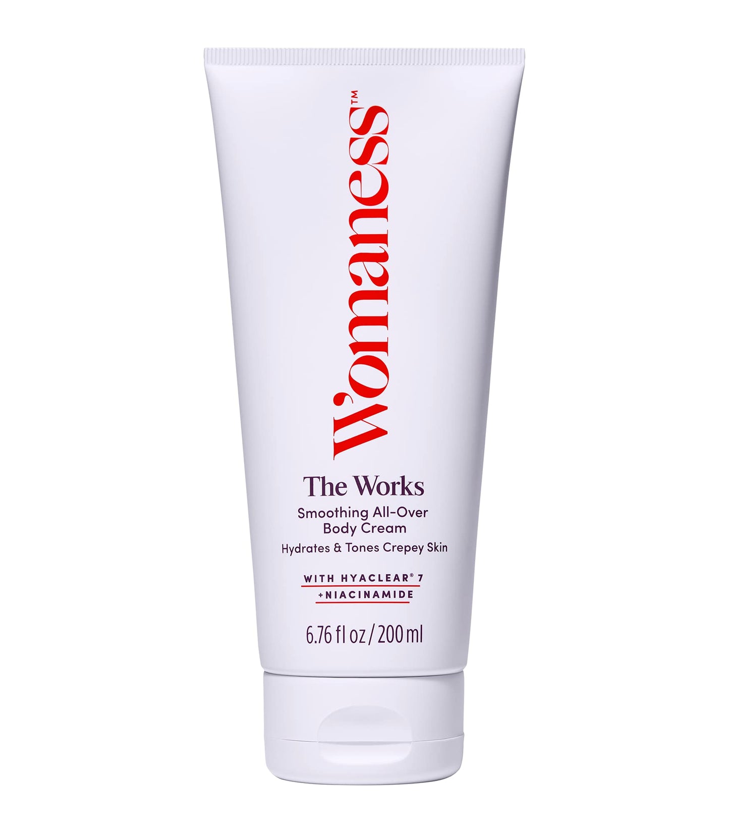 Womaness The Works All-Over Toning Body Cream, Firming Body Lotion for Women, Hydrating Body Lotion for Dry Skin with Niacinamide & Hyaluronic Acid, Anti-Aging Skin Tightening, Menopause Care - 200 ml