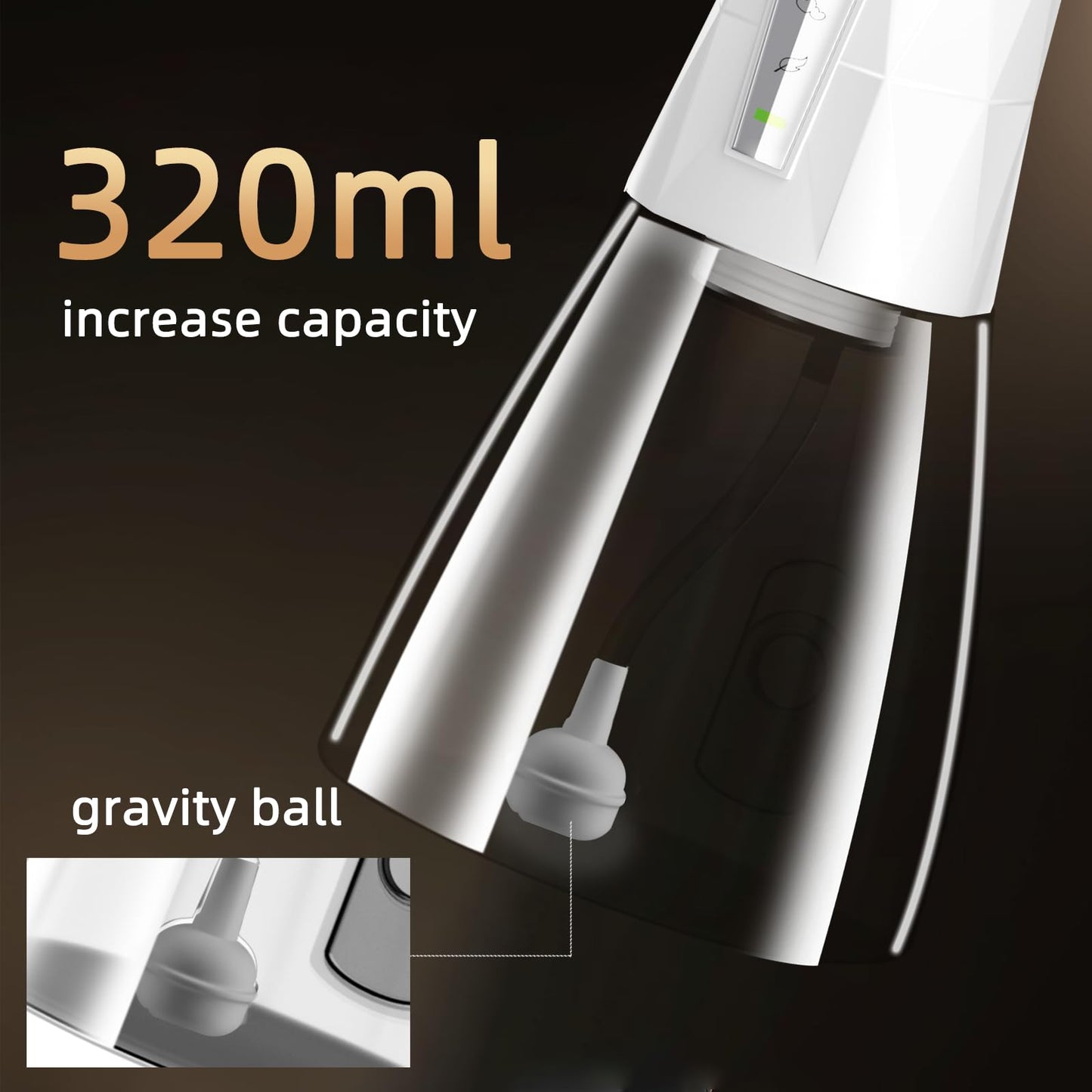 Water Flosser, 4 Modes, Portable 320ml Large Tank Water Flosser Oral Cleaner IPX7 Waterproof Cleaning Flosser for Home Travel (White)