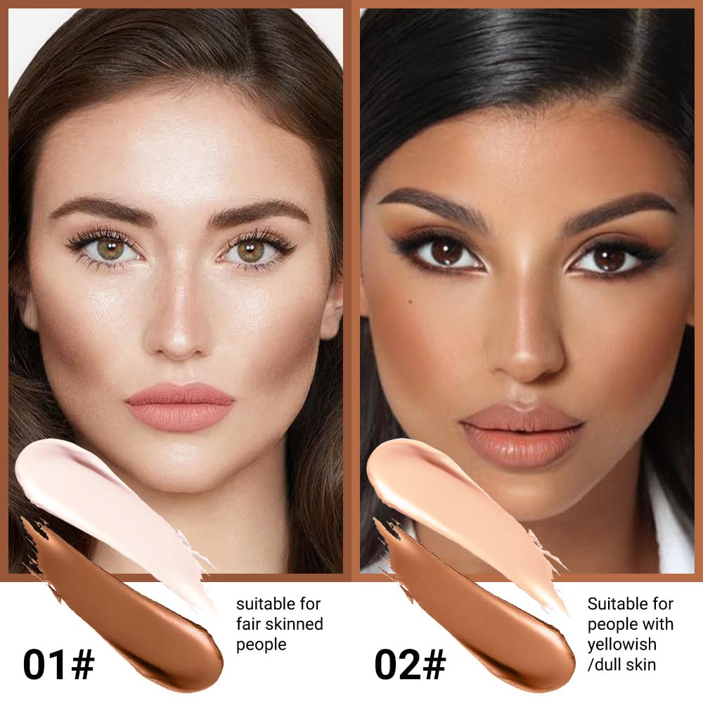 Kaely 4 Color Highlighter Contour Stick,Cream Contour Palette Kit for Beginners,Bronzer Contouring Sticks,contorno maquillaje para mujer en oferta,Concealer Stick Primer Face Makeup Brightener,01+02