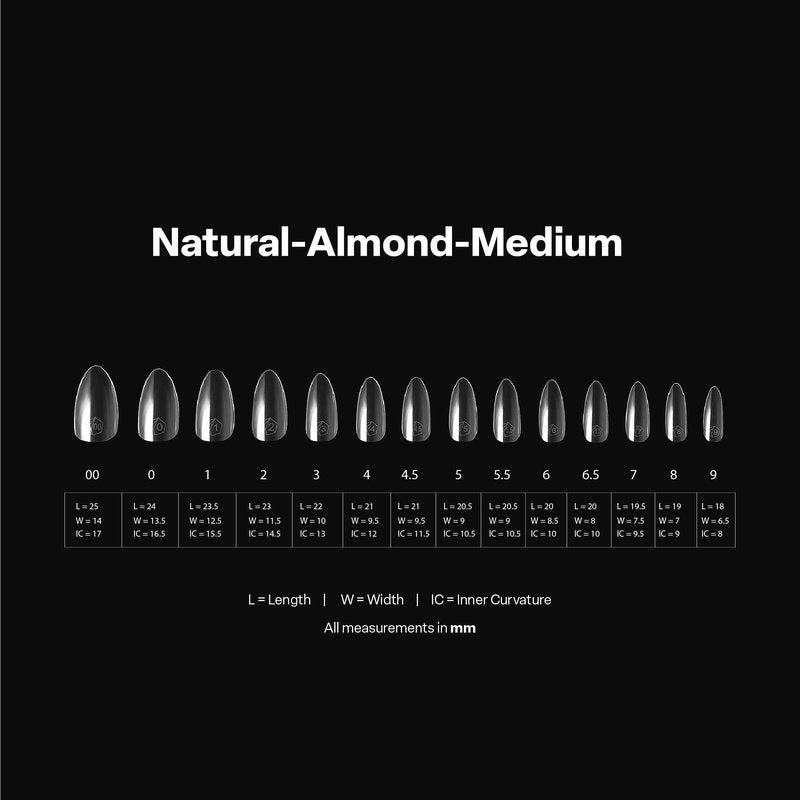 Apres Gel-X® Almond Box of Nail Tips | 280 Gel-X Tips, Soft Tips, 14 Sizes 00-9 | Half-sizes Included (Natural Almond Medium, 280 Count)