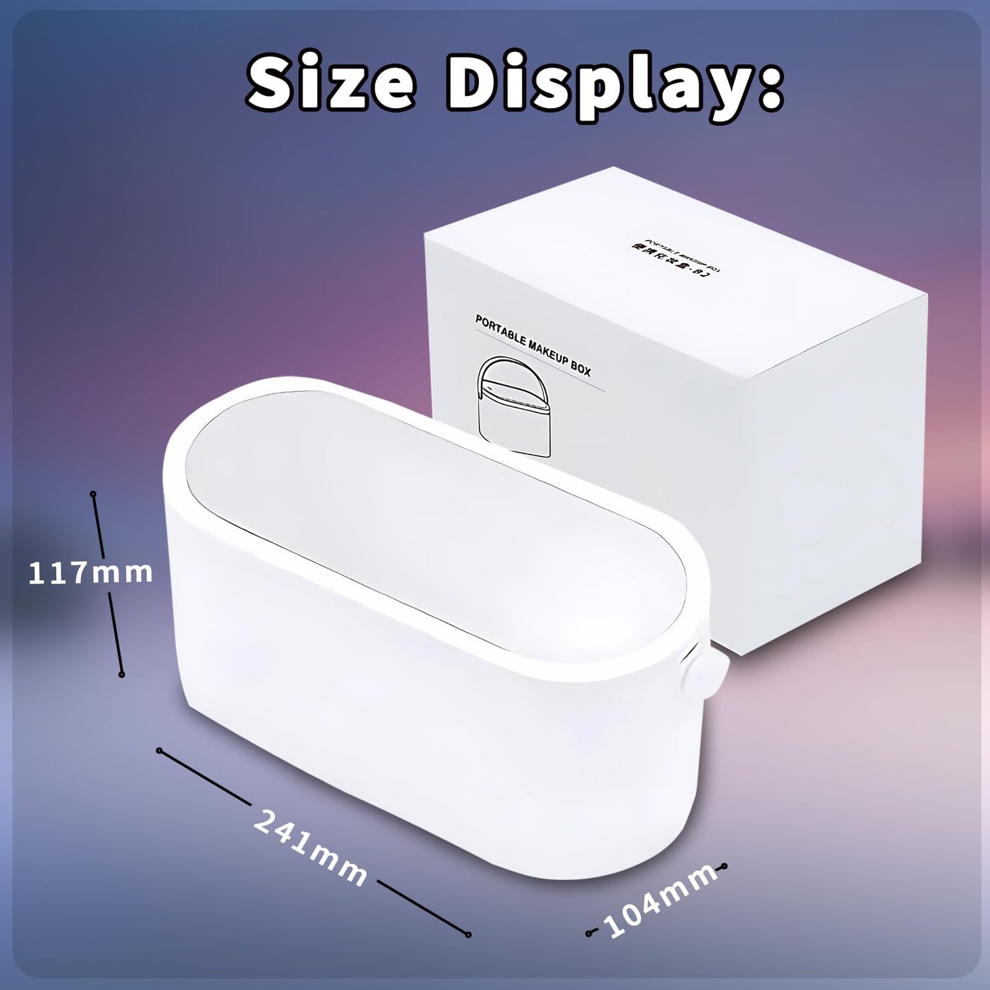 Yesinaly Travel Makeup Organizer Box with LED Mirror, White Portable Makeup Case Touch Switch Home Cosmetic Box