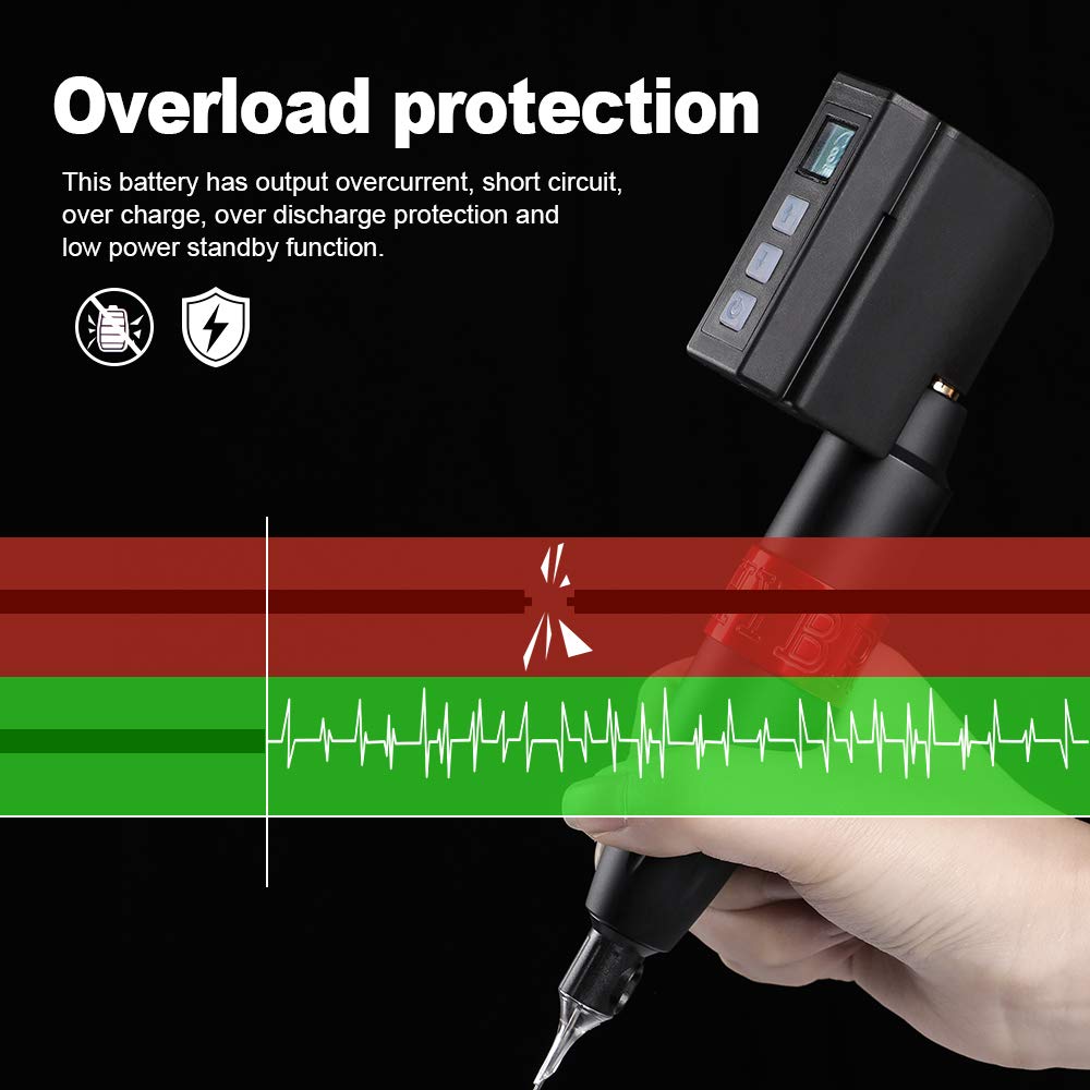 Mini Tattoo Battery - Rechargeable USB Power Supply with Digital Display | RCA Connector P198-RCA