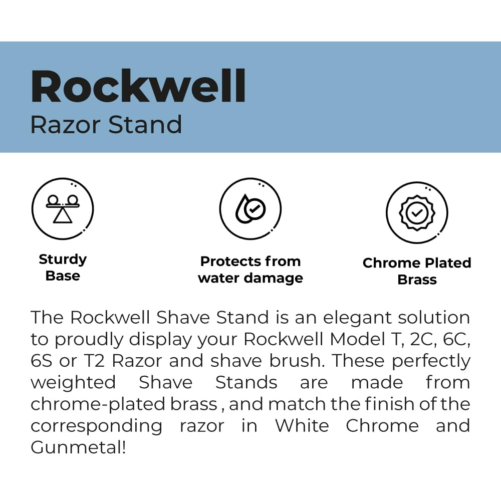 Rockwell Premium Chromed Brass Safety Razor Stand - Elegant Design, Rust-Resistant, Perfect Accessory for Organizing Your Shaving Essentials - White Chrome (over Brass)