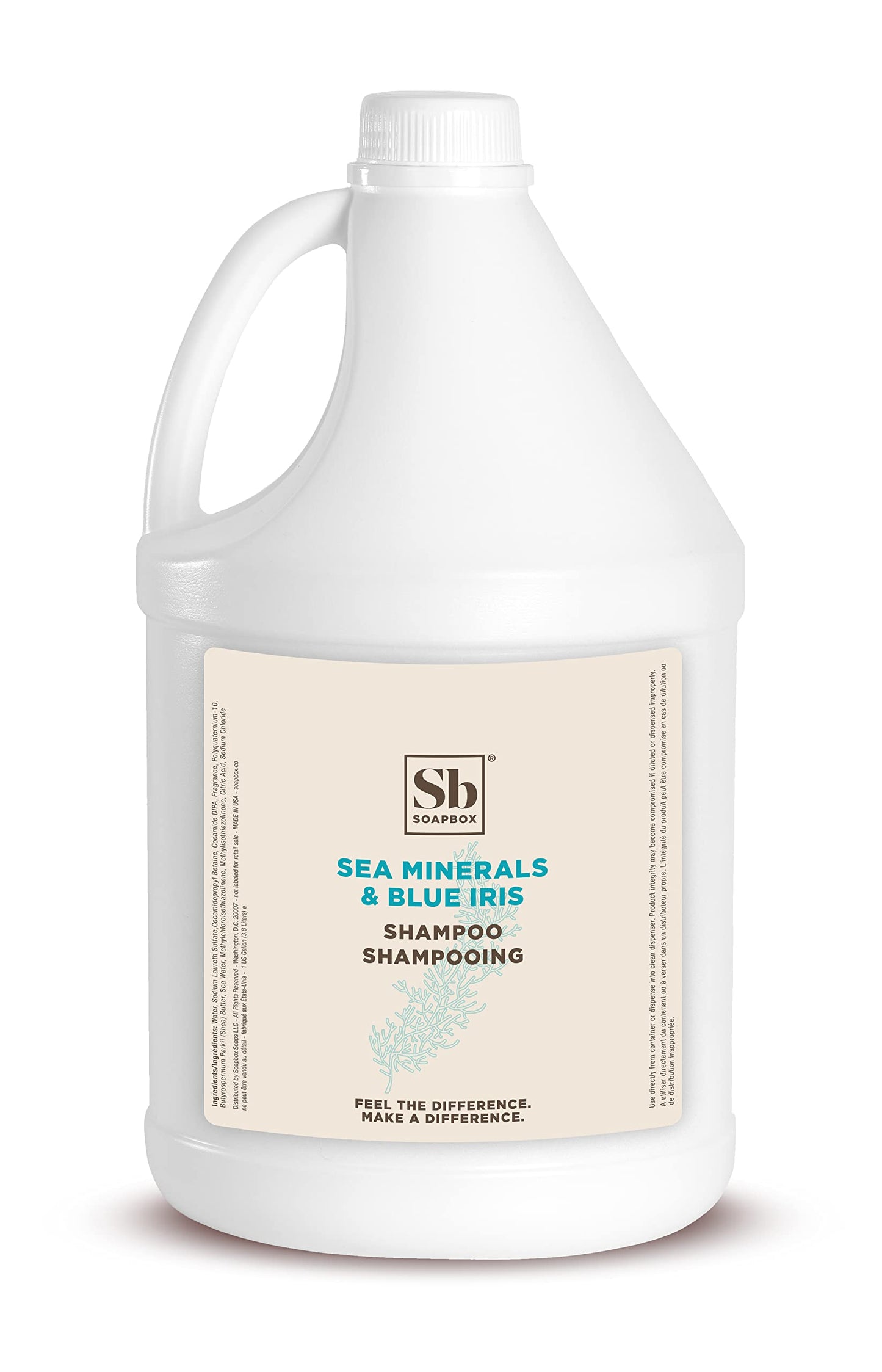 Soapbox Sea Minerals & Blue Iris Shampoo, Refill Bulk Size For Rentals, Guest Rooms & Hotels - Clean Ingredients Free of Harsh Chemicals, Sulfates, Parabens & Silicones - 1 Gallon Bottle