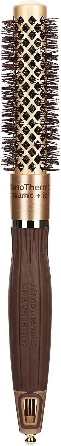 Olivia Garden NanoThermic Ceramic + Ion Round Thermal Hair Brush - Not Electrical - Professional Blowout Brush for Normal to Thick Hair, NT-18 3/4"
