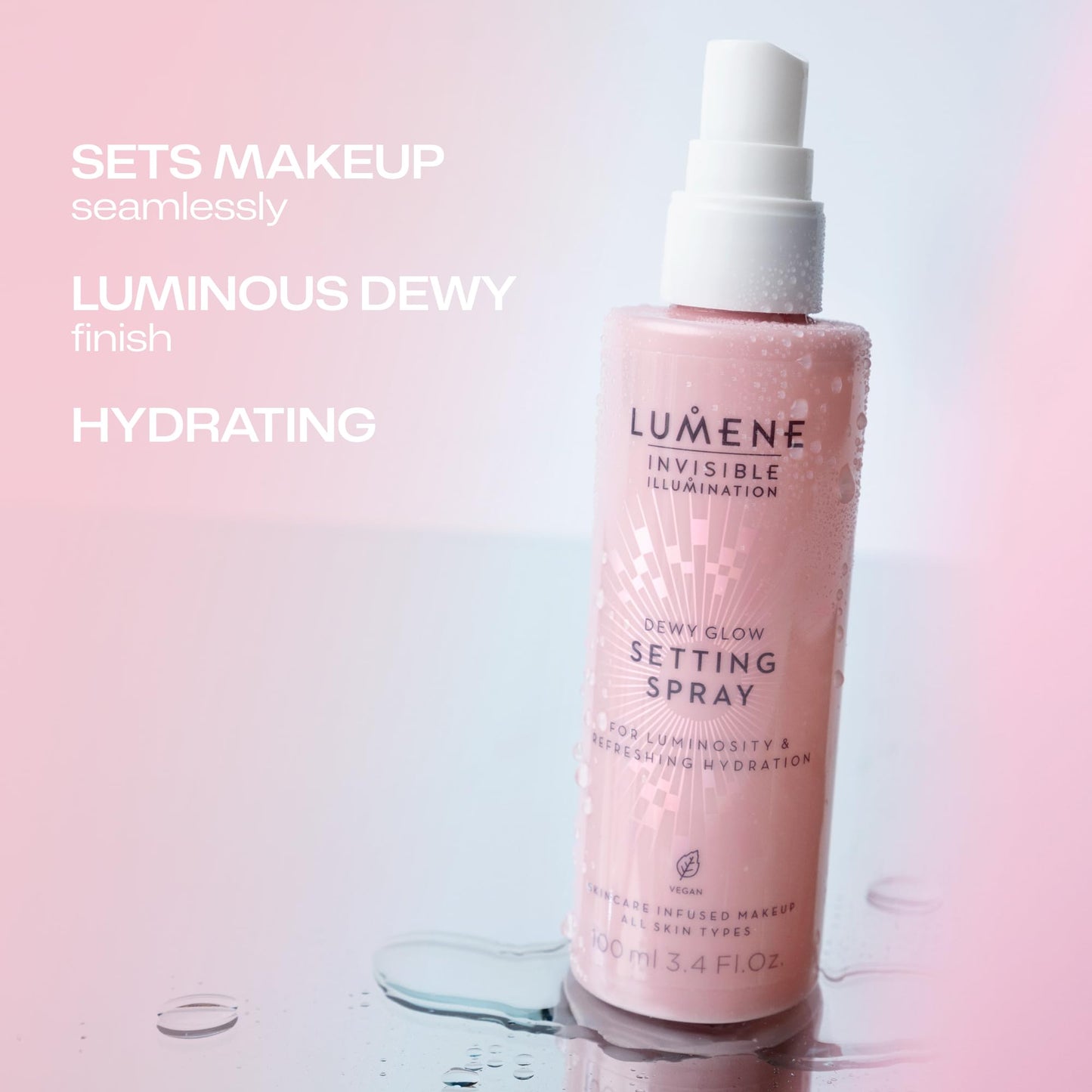 Lumene Invisible Illumination Dewy Glow Setting Spray - Facial Spray for All Skin Types - Makeup Primer & Dewy Setting Spray - Refreshing Face Mist (3.4 fl oz)