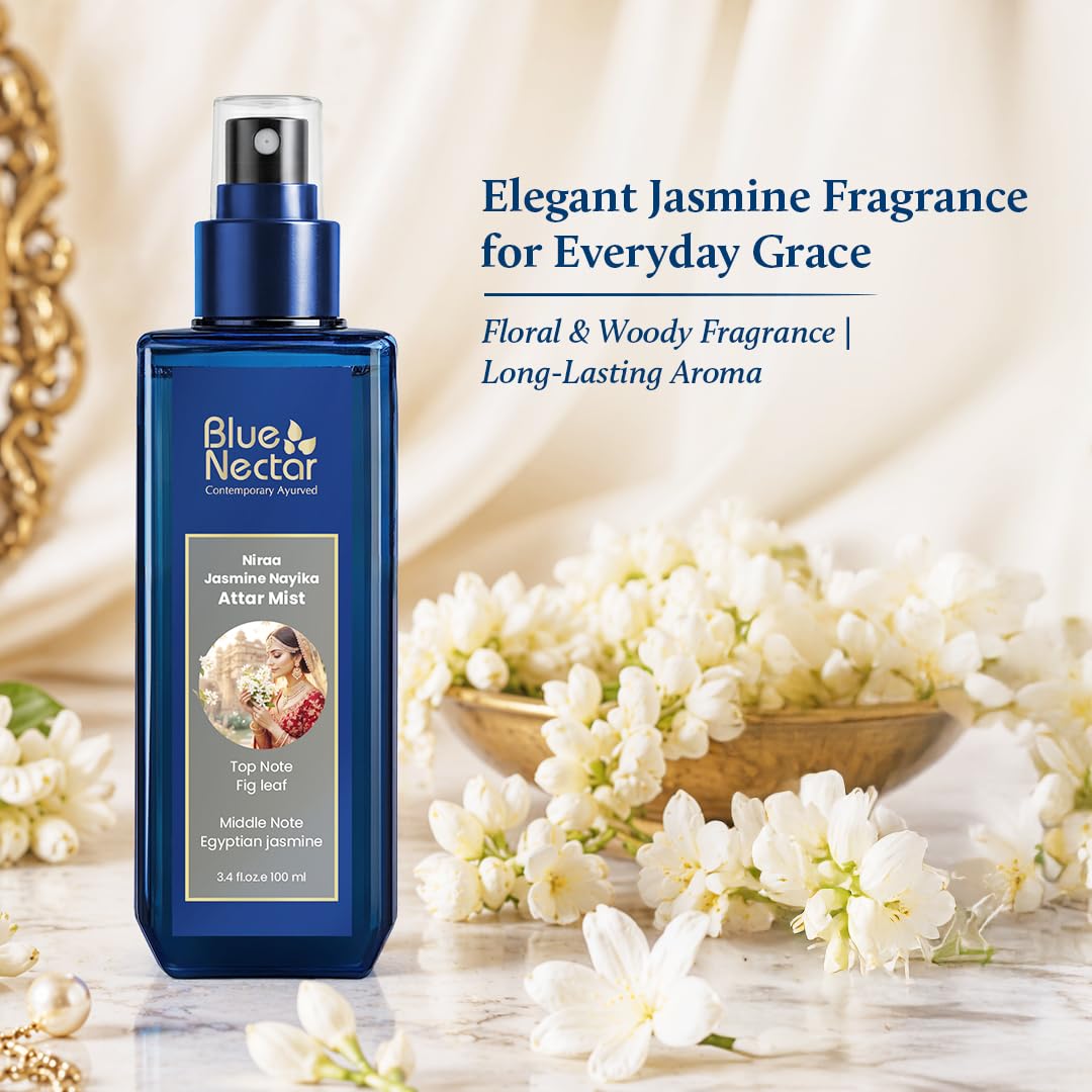 Blue Nectar Maharani Rose Attar Mist with Cumin & Sandalwood | Long-Lasting Perfume Mist for Women | Floral Essence | Travel-Friendly Body Mist Spray (3.38 Fl Oz)