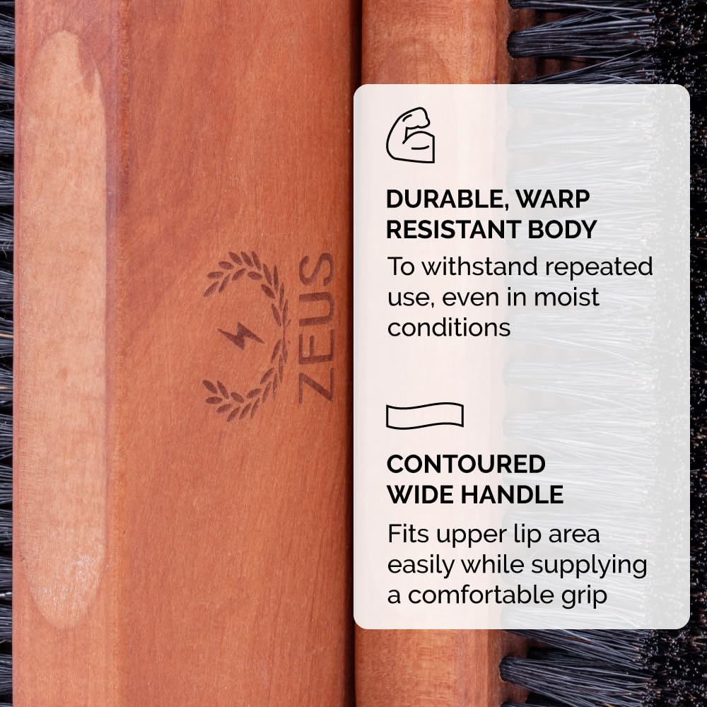 ZEUS Palm Beard Brush for Men, Soft 100% Boar Bristles, Gently Detangles, Smooths & Conditions Facial Hair, German-Made Pear Wood Handle (G92)