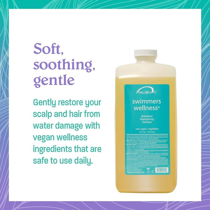 Malibu C Swimmers Clarifying Shampoo - Protect Against Chlorine Damage, Restore Shine & Moisture | 64oz